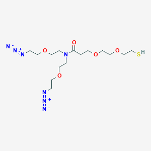 molecular formula C15H29N7O5S B8116207 N,N-Bis(PEG1-azide)-N-amido-PEG2-thiol 