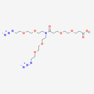 molecular formula C20H37N7O9 B8116222 N,N-Bis(PEG2-azide)-N-PEG2-propanoic acid 