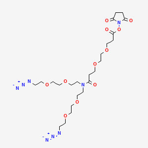 molecular formula C24H40N8O11 B8116230 N,N-Bis(PEG2-azide)-N-PEG2-propionic NHS Ester 