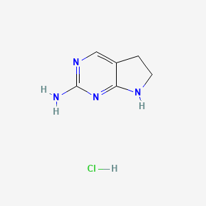 molecular formula C6H9ClN4 B8116393 6,7-dihydro-5H-pyrrolo[2,3-d]pyrimidin-2-amine;hydrochloride 