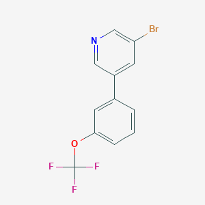 molecular formula C12H7BrF3NO B8116594 3-Bromo-5-(3-trifluoromethoxyphenyl)pyridine 