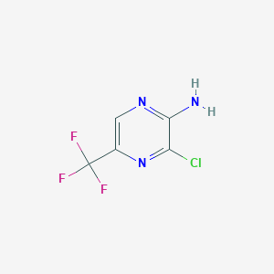 molecular formula C5H3ClF3N3 B8116640 3-Chloro-5-(trifluoromethyl)pyrazin-2-amine 