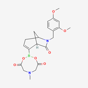 molecular formula C21H25BN2O7 B8116732 2-{6-[(2,4-Dimethoxyphenyl)methyl]-7-oxo-6-azabicyclo[3.2.1]oct-2-en-2-yl}-6-methyl-1,3,6,2-dioxazaborocane-4,8-dione 