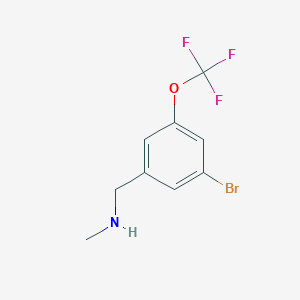 molecular formula C9H9BrF3NO B8116844 1-(3-Bromo-5-(trifluoromethoxy)phenyl)-N-methylmethanamine 