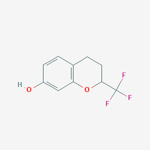 molecular formula C10H9F3O2 B8116865 2-(trifluoromethyl)-3,4-dihydro-2H-1-benzopyran-7-ol 