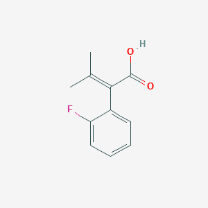 molecular formula C11H11FO2 B8116880 2-(2-Fluorophenyl)-3-methylbut-2-enoic acid 