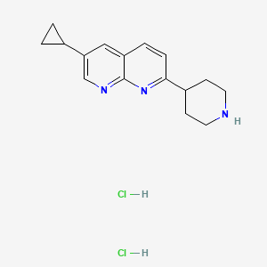 molecular formula C16H21Cl2N3 B8116902 6-Cyclopropyl-2-piperidin-4-yl-1,8-naphthyridine;dihydrochloride 