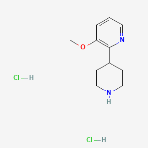 molecular formula C11H18Cl2N2O B8116908 3-Methoxy-2-(piperidin-4-yl)pyridine dihydrochloride 