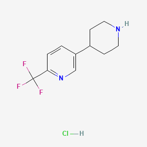 molecular formula C11H14ClF3N2 B8116913 5-(Piperidin-4-yl)-2-(trifluoromethyl)pyridine hydrochloride 