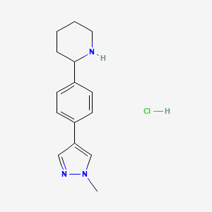molecular formula C15H20ClN3 B8116941 2-[4-(1-methyl-1H-pyrazol-4-yl)phenyl]piperidine hydrochloride 