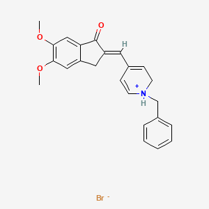 (2E)-2-[(1-Benzyl-1,2-dihydropyridin-1-ium-4-yl)methylidene]-5,6-dimethoxy-3H-inden-1-one;bromide