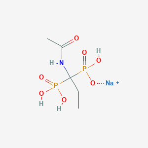 molecular formula C5H12NNaO7P2 B8117076 sodium (S)-hydrogen(1-acetamido-1-phosphonopropyl)phosphonate 