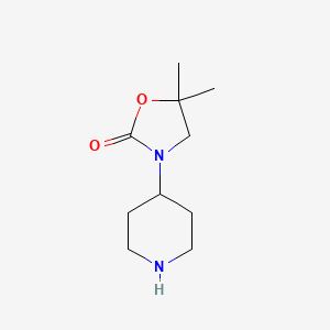 molecular formula C10H18N2O2 B8117230 5,5-Dimethyl-3-(piperidin-4-yl)-1,3-oxazolidin-2-one 