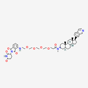 molecular formula C53H69N5O9 B8117260 1-((2-(2,6-Dioxopiperidin-3-yl)-1,3-dioxoisoindolin-4-yl)amino)-N-((3S,5S,8R,9S,10S,13S,14S,17S)-17-(isoquinolin-7-yl)-10,13-dimethylhexadecahydro-1H-cyclopenta[a]phenanthren-3-yl)-N-methyl-3,6,9,12-tetraoxapentadecan-15-amide 