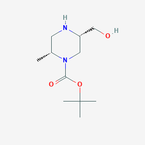 molecular formula C11H22N2O3 B8117275 tert-butyl (2R,5S)-5-(hydroxymethyl)-2-methylpiperazine-1-carboxylate 
