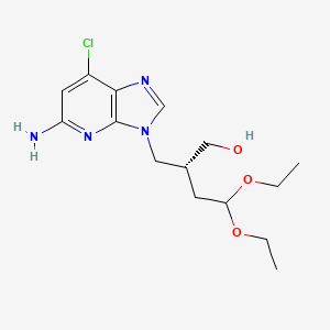 molecular formula C15H23ClN4O3 B8117318 (R)-2-((5-Amino-7-chloro-3H-imidazo[4,5-b]pyridin-3-yl)methyl)-4,4-diethoxybutan-1-ol 