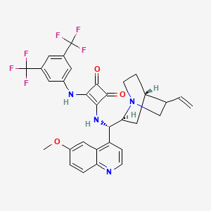 molecular formula C32H28F6N4O3 B8117388 3-[3,5-bis(trifluoromethyl)anilino]-4-[[(S)-[(2S,4S)-5-ethenyl-1-azabicyclo[2.2.2]octan-2-yl]-(6-methoxyquinolin-4-yl)methyl]amino]cyclobut-3-ene-1,2-dione 