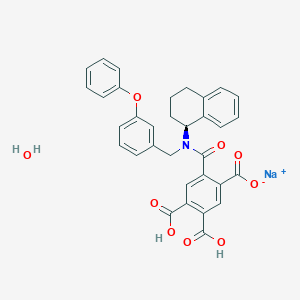 molecular formula C33H28NNaO9 B8117395 sodium;4,5-dicarboxy-2-[(3-phenoxyphenyl)methyl-[(1S)-1,2,3,4-tetrahydronaphthalen-1-yl]carbamoyl]benzoate;hydrate 