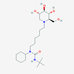 molecular formula C23H45N3O5 B8117487 3-tert-butyl-1-cyclohexyl-1-[6-[(2R,3R,4R,5S)-3,4,5-trihydroxy-2-(hydroxymethyl)piperidin-1-yl]hexyl]urea 