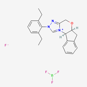 molecular formula C22H24BF4N3O B8117488 (5aS,10bR)-2-(2,6-Diethylphenyl)-5a,10b-dihydro-4H,6H-indeno[2,1-b][1,2,4]triazolo[4,3-d][1,4]oxazin-2-iumtetrafluoroborate 