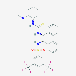 molecular formula C31H34F6N4O2S2 B8117514 1-[(1S,2S)-2-[[3,5-bis(trifluoromethyl)phenyl]sulfonylamino]-1,2-diphenylethyl]-3-[(1S)-2-(dimethylamino)cyclohexyl]thiourea 