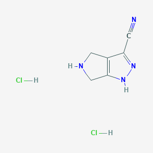molecular formula C6H8Cl2N4 B8117558 2,4,5,6-Tetrahydropyrrolo[3,4-c]pyrazole-3-carbonitrile dihydrochloride 