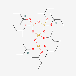 molecular formula C32H72O12Si4 B8117729 Cyclotrisiloxane, pentakis(1-methylpropoxy)((tris(1-methylpropoxy)silyl)oxy)- CAS No. 70969-51-6