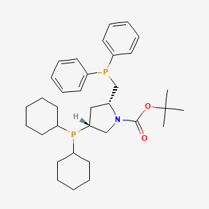 molecular formula C34H49NO2P2 B8117752 (2R,4R)-N-Tert-butoxycarbonyl-4-(dicyclohexylphosphino)-2-[(diphenylphosphino)methyl]pyrrolidine 