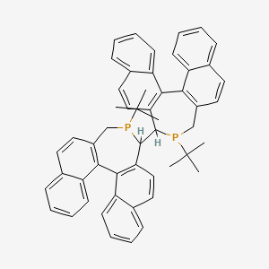 molecular formula C52H48P2 B8117780 13-Tert-butyl-12-(13-tert-butyl-13-phosphapentacyclo[13.8.0.02,11.03,8.018,23]tricosa-1(15),2(11),3,5,7,9,16,18,20,22-decaen-12-yl)-13-phosphapentacyclo[13.8.0.02,11.03,8.018,23]tricosa-1(15),2(11),3,5,7,9,16,18,20,22-decaene 