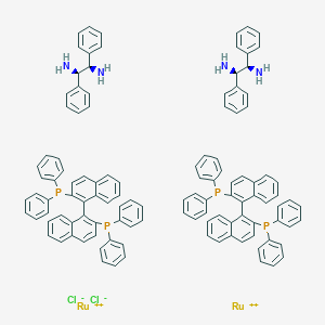 molecular formula C116H96Cl2N4P4Ru2+2 B8117807 (1R,2R)-1,2-diphenylethane-1,2-diamine;[1-(2-diphenylphosphanylnaphthalen-1-yl)naphthalen-2-yl]-diphenylphosphane;ruthenium(2+);dichloride 