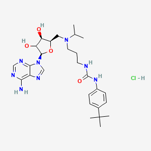 molecular formula C27H41ClN8O4 B8117887 1-(3-((((2S,3S,4R,5R)-5-(6-amino-9H-purin-9-yl)-3,4-dihydroxytetrahydrofuran-2-yl)methyl)(isopropyl)amino)propyl)-3-(4-(tert-butyl)phenyl)urea 