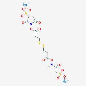 molecular formula C13H16N2Na2O13S4 B8117947 Disodium;1-[3-[[3-[methyl-(2-sulfonatoacetyl)amino]oxy-3-oxopropyl]disulfanyl]propanoyloxy]-2,5-dioxopyrrolidine-3-sulfonate 