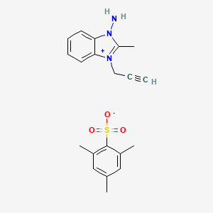 molecular formula C20H23N3O3S B8118117 2-Methyl-3-prop-2-ynylbenzimidazol-3-ium-1-amine;2,4,6-trimethylbenzenesulfonate 
