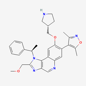 molecular formula C30H33N5O3 B8118270 4-[2-(methoxymethyl)-1-[(1~{R})-1-phenylethyl]-8-[[(3~{S})-pyrrolidin-3-yl]methoxy]imidazo[4,5-c]quinolin-7-yl]-3,5-dimethyl-1,2-oxazole 