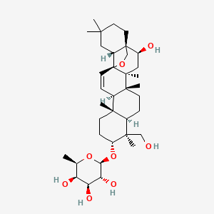molecular formula C36H58O8 B8118315 (2R,3R,4S,5R,6R)-2-[[(1S,2S,4S,5R,8R,9S,10R,13S,14R,17S,18R)-2-hydroxy-9-(hydroxymethyl)-4,5,9,13,20,20-hexamethyl-24-oxahexacyclo[15.5.2.01,18.04,17.05,14.08,13]tetracos-15-en-10-yl]oxy]-6-methyloxane-3,4,5-triol 