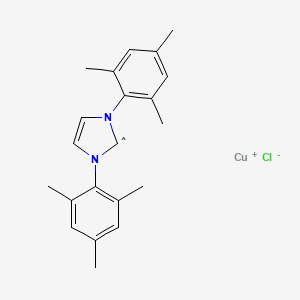 molecular formula C21H25ClCuN2 B8118380 1,3-Di(2,4,6-trimethylphenyl)-2-chlorocuprio(II)-2,3-dihydro-1H-imidazole 