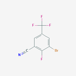 molecular formula C8H2BrF4N B8118466 3-Bromo-2-fluoro-5-(trifluoromethyl)benzonitrile 