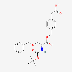 molecular formula C24H29NO7 B8118485 2-[4-[[(2S)-2-[(2-methylpropan-2-yl)oxycarbonylamino]-3-phenylmethoxypropanoyl]oxymethyl]phenyl]acetic acid 