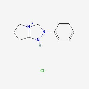 molecular formula C11H14ClN3 B8118575 2-Phenyl-1,2,3,5,6,7-hexahydropyrrolo[2,1-c][1,2,4]triazol-4-ium chloride 
