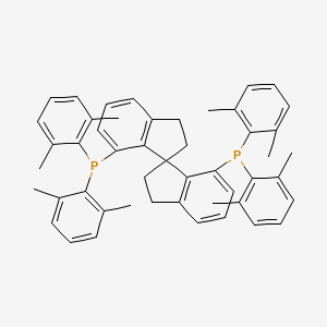 molecular formula C49H50P2 B8118606 [4'-Bis(2,6-dimethylphenyl)phosphanyl-3,3'-spirobi[1,2-dihydroindene]-4-yl]-bis(2,6-dimethylphenyl)phosphane 