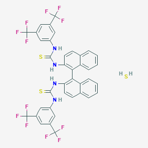molecular formula C38H24F12N4S3 B8118695 1-[3,5-Bis(trifluoromethyl)phenyl]-3-[1-[2-[[3,5-bis(trifluoromethyl)phenyl]carbamothioylamino]naphthalen-1-yl]naphthalen-2-yl]thiourea;sulfane 