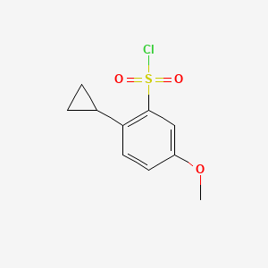 molecular formula C10H11ClO3S B8118764 2-Cyclopropyl-5-methoxybenzenesulfonyl chloride 