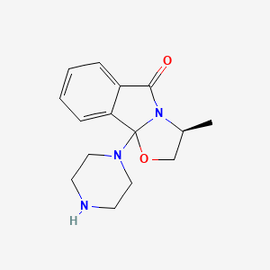 molecular formula C15H19N3O2 B8118801 (3S)-3-Methyl-9b-(piperazin-1-yl)-2,3-dihydrooxazolo[2,3-a]isoindol-5(9bH)-one 