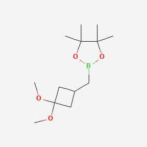 molecular formula C13H25BO4 B8118829 2-((3,3-Dimethoxycyclobutyl)methyl)-4,4,5,5-tetramethyl-1,3,2-dioxaborolane 