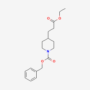 molecular formula C18H25NO4 B8118832 Ethyl 1-(phenylmethoxycarbonyl)-4-piperidinepropanoate 