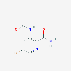 molecular formula C8H8BrN3O2 B8118908 3-Acetamido-5-bromopicolinamide 