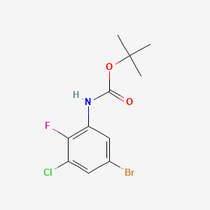 molecular formula C11H12BrClFNO2 B8118913 tert-butyl N-(5-bromo-3-chloro-2-fluorophenyl)carbamate 