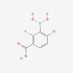 molecular formula C7H5BBrFO4 B8118962 6-Bromo-3-carboxy-2-fluorophenylboronic acid 