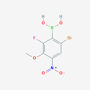 molecular formula C7H6BBrFNO5 B8119103 6-Bromo-2-fluoro-3-methoxy-4-nitrophenylboronic acid 