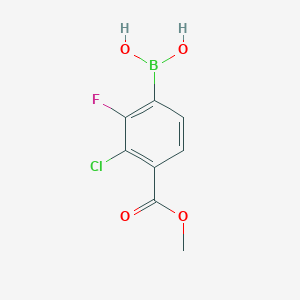 molecular formula C8H7BClFO4 B8119136 3-Chloro-2-fluoro-4-(methoxycarbonyl)phenylboronic acid 